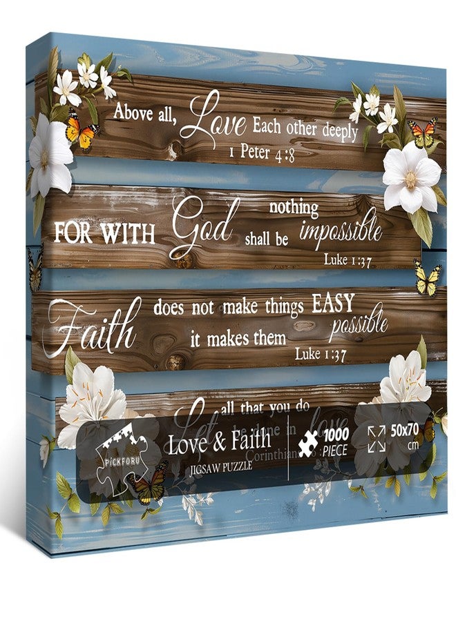 PICKFORU Christian Bible Puzzles for Adults, PICKFORU Jesus Religious Jigsaw Puzzles 1000 Pieces, Love & Faith Puzzle, Challenging Impossible Inspirational Quote Theme as Wall Decor - Image 2